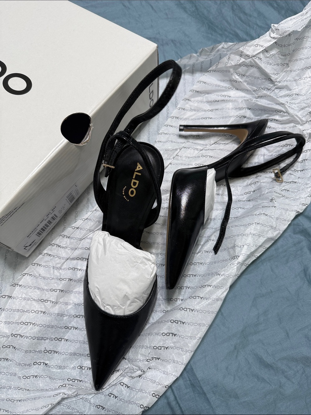 ALDO Black Pointed Slingback Stiletto Heels